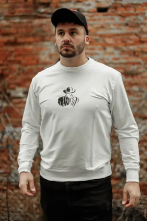 Bijela majica dugi rukav logo unisex